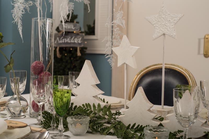 decoracion mesa navidad con helechos