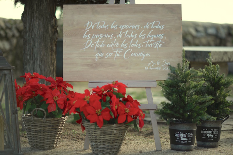 cartel bienvenida boda navidad