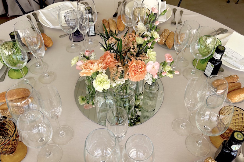 centro flores boda espejo